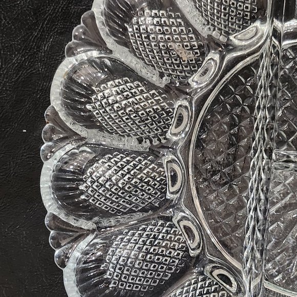 Rare Find 1950 LE Smith Heritage/567 Clear Glass, Divided Eggplate and Relish Tr - Picture 3 of 10